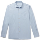 Kiton - Slim-Fit Puppytooth Checked Cotton and Cashmere-Blend Shirt - Blue