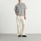 Wax London Men's Didcot Tile Print Vacation Shirt in Ecru/Black