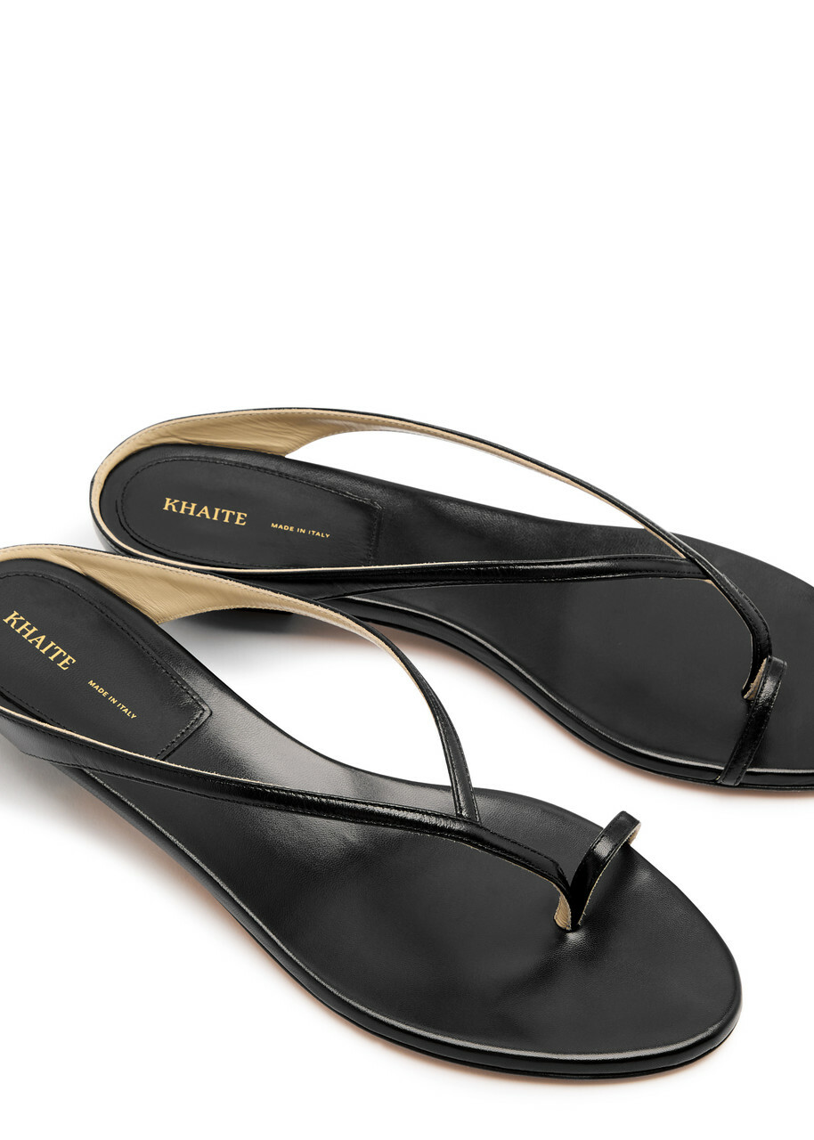 Khaite Marion Leather Thong Sandals Black
