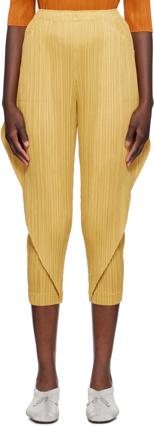 イエロー　PLEATS PLEASE THICKER BOTTOMS 1 PLEATS PLEASE ISSEY MIYAKE Yellow Thicker Bottoms 1 Trousers