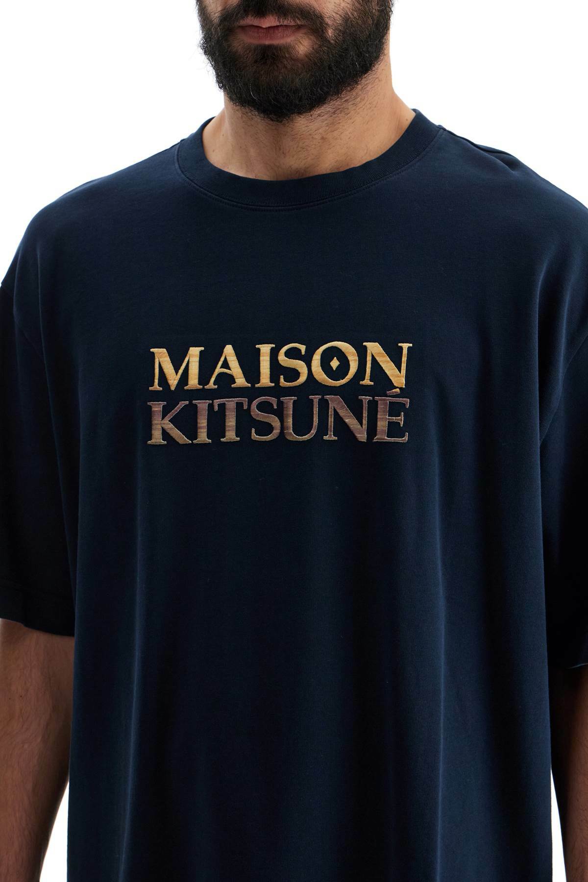 MAISON KITSUNE oversized t-shirt with gradient logo Blue Maison