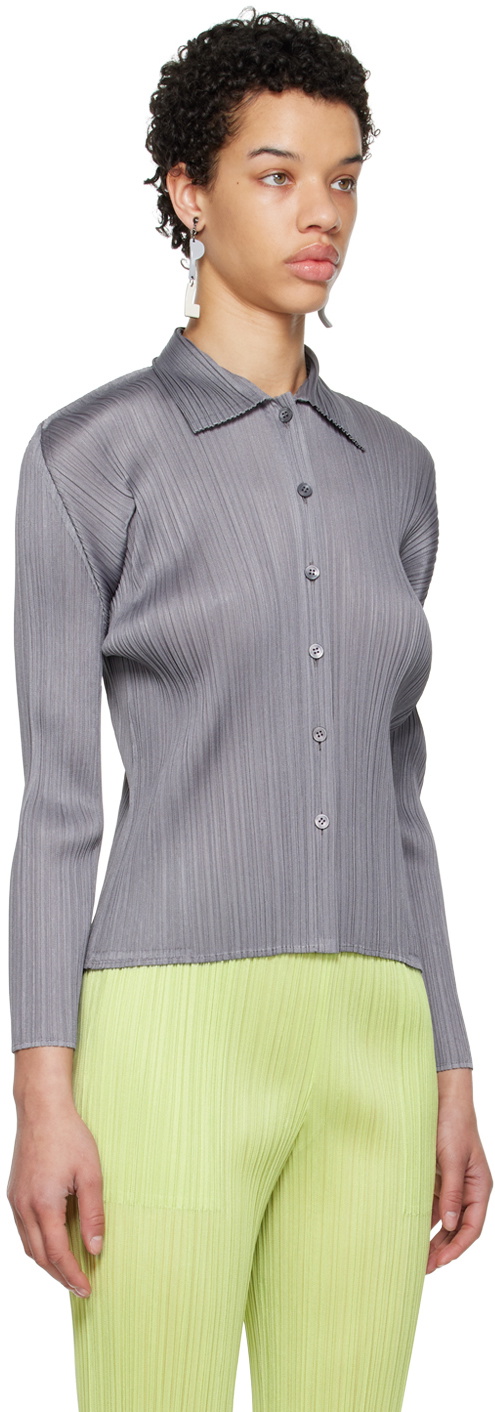 Pleats Please Issey Miyake Gray Basics Shirt