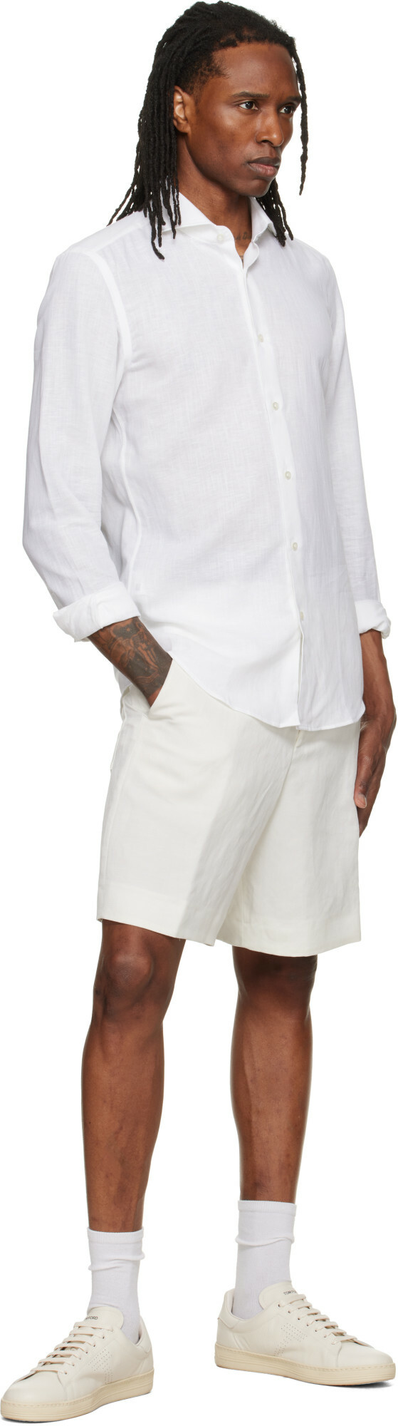 BOSS Off-White Drawstring Shorts