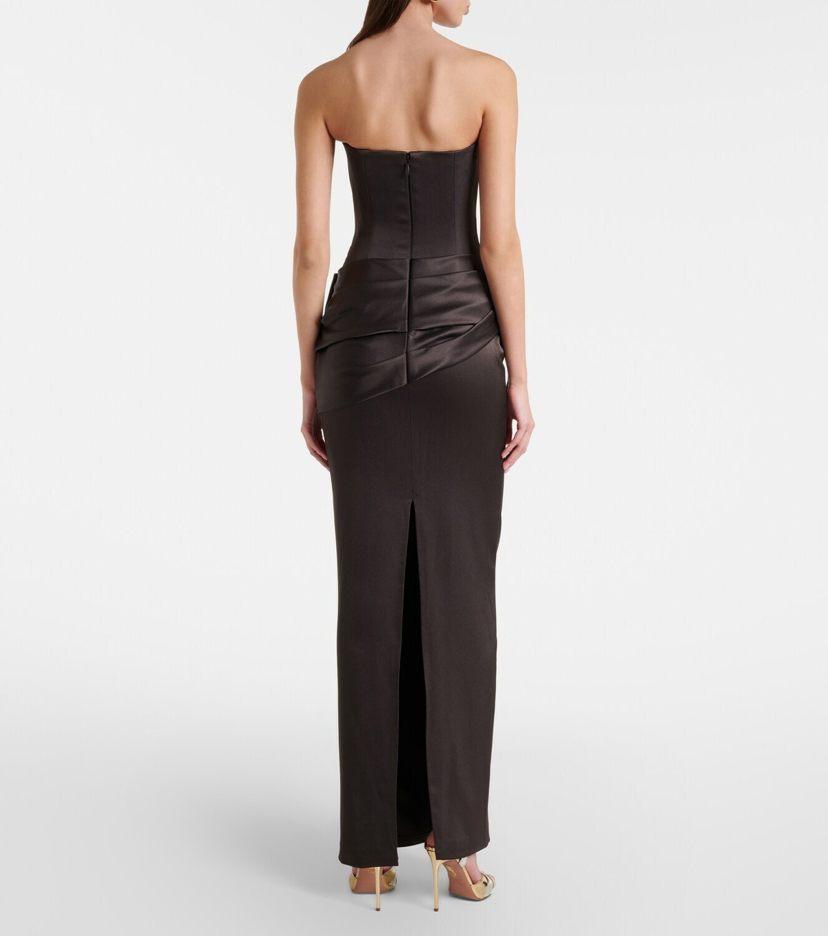 Alex Perry Draped satin crêpe bustier gown