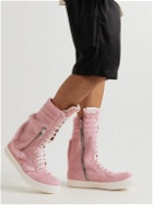Rick Owens - Cargo Basket Faux Fur and Leather High-Top Sneakers - Pink