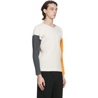 Homme Plisse Issey Miyake Beige Pleated Tricolor Quartet Long Sleeve T-Shirt