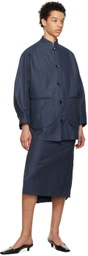 Mame Kurogouchi Navy Geometric Jacket