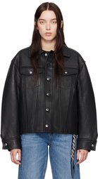 Alexander Wang Black Lambskin Trucker Leather Jacket