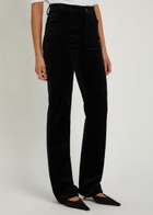 Nili Lotan Joan Straight-leg Velvet Trousers Black