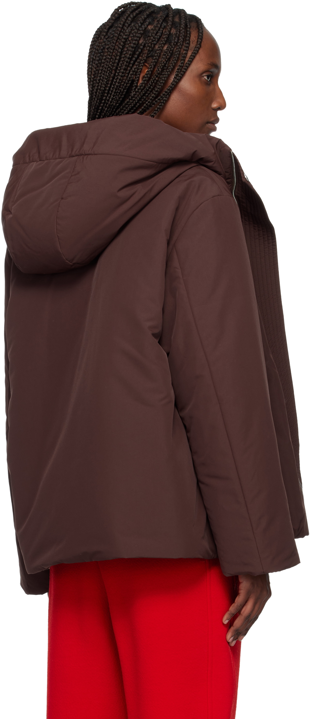 Jil Sander Burgundy Taffeta Down Jacket Jil Sander