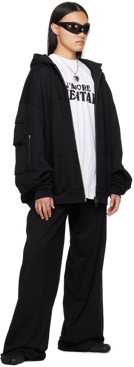 トップス VETEMENTS 24SS Cargo Pocket Hoodie VETEMENTS Black Cargo Pocket Hoodie Vetements