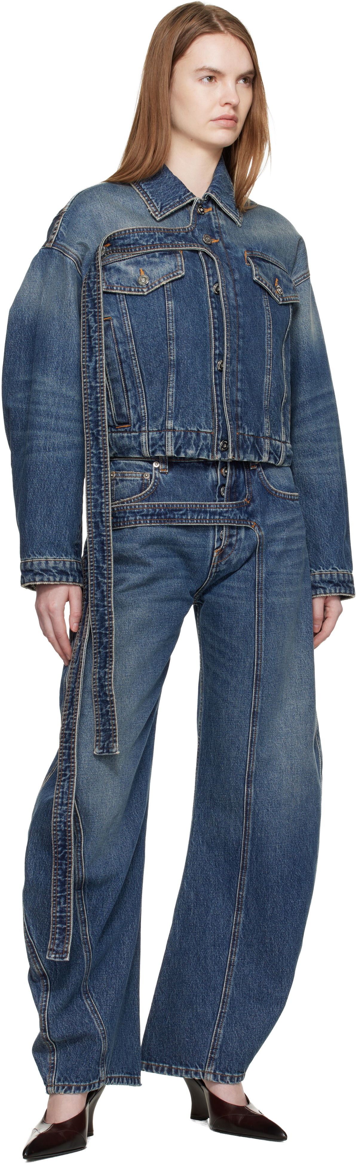 Jean Paul Gaultier Blue 'The Denim Strap' Jeans