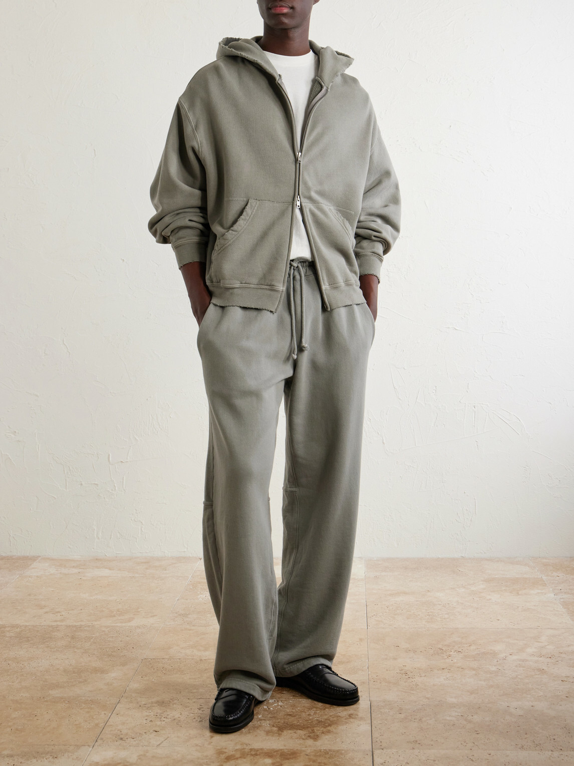 Cherry Los Angeles - Cotton-Fleece Drawstring Sweatpants - Gray