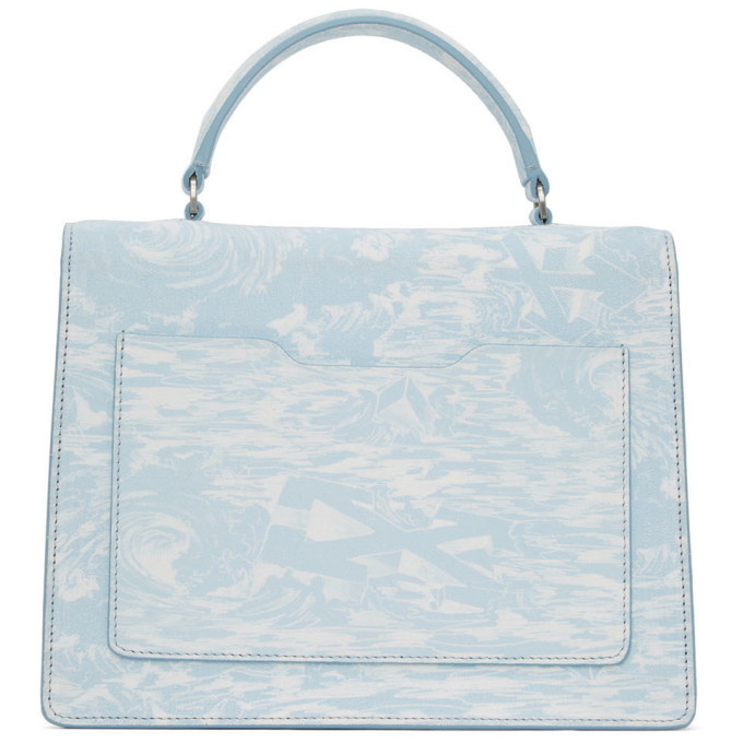Jitney Leather Tote Bag in Blue - Off White