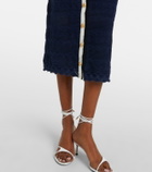 Self-Portrait Bow-detail pointelle cotton-blend midi dress