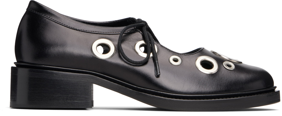 Nicole Saldaña Black Fabiana Eyelet Loafers