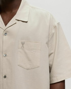 Ami Paris Camp Collar Shirt Beige - Mens - Shortsleeves