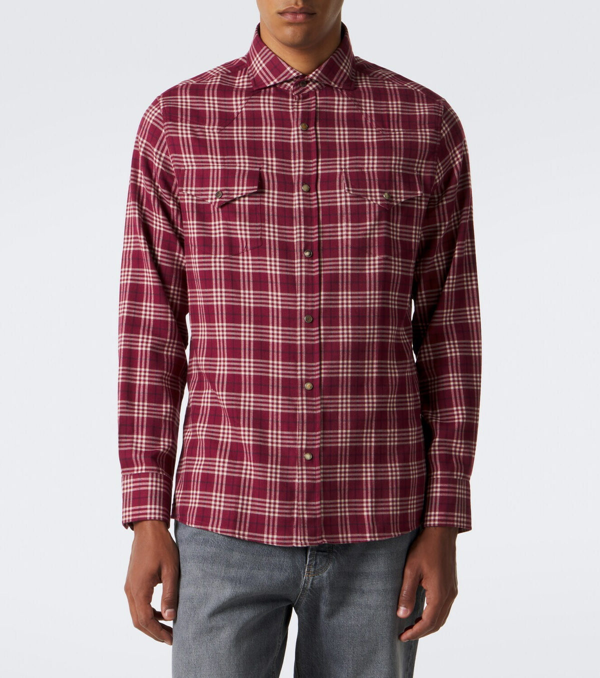 Brunello Cucinelli Checked cotton-blend flannel shirt