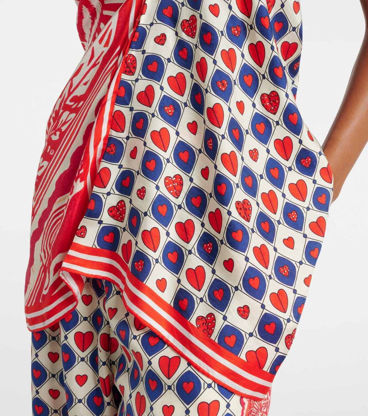 Camilla Chain-detail printed silk twill top