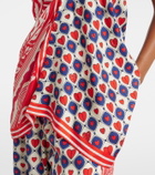 Camilla Chain-detail printed silk twill top