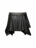 LUDOVIC DE SAINT SERNIN - Asymmetric Ruffled Leather Mini Skirt