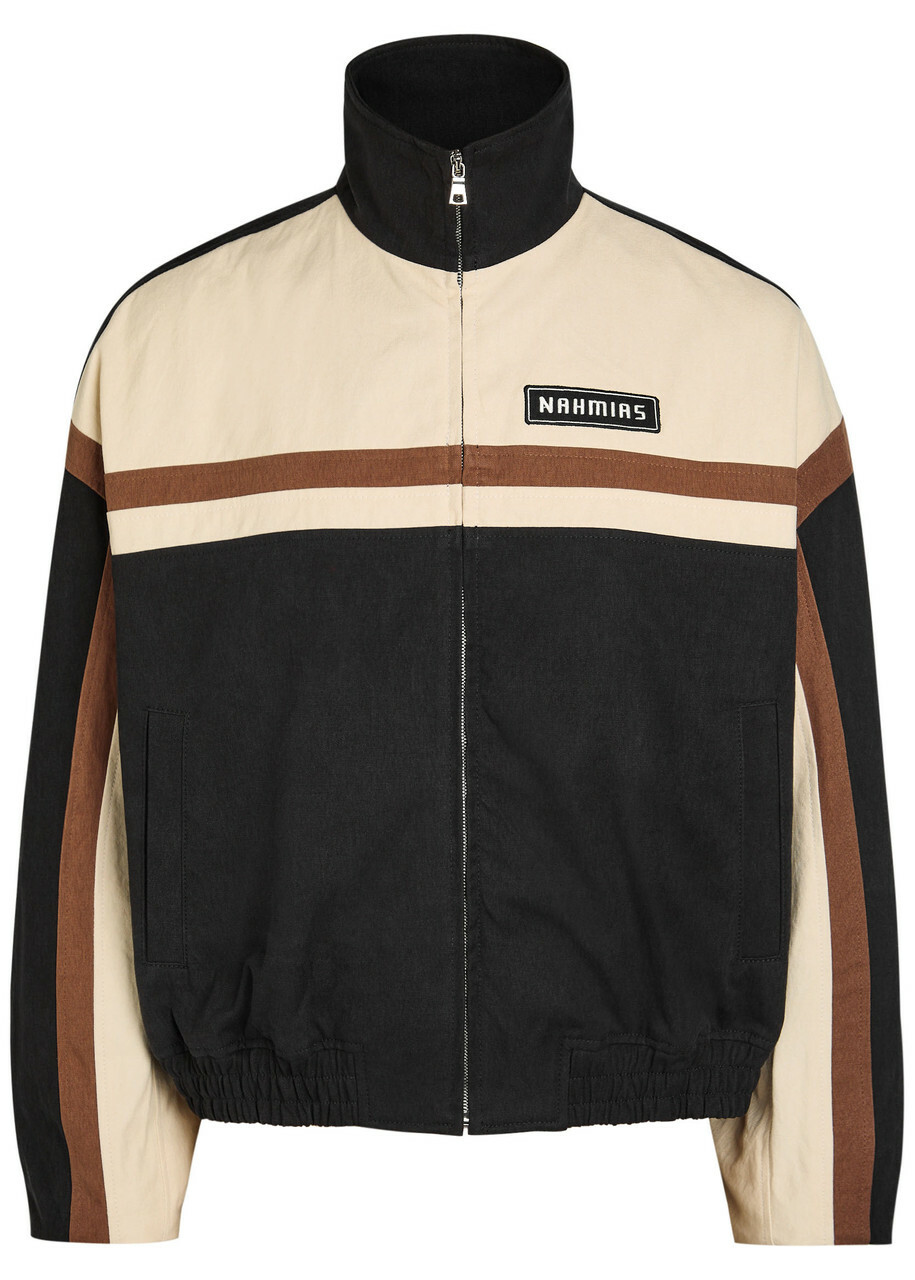 Nahmias Appliquéd Canvas Bomber Jacket Black