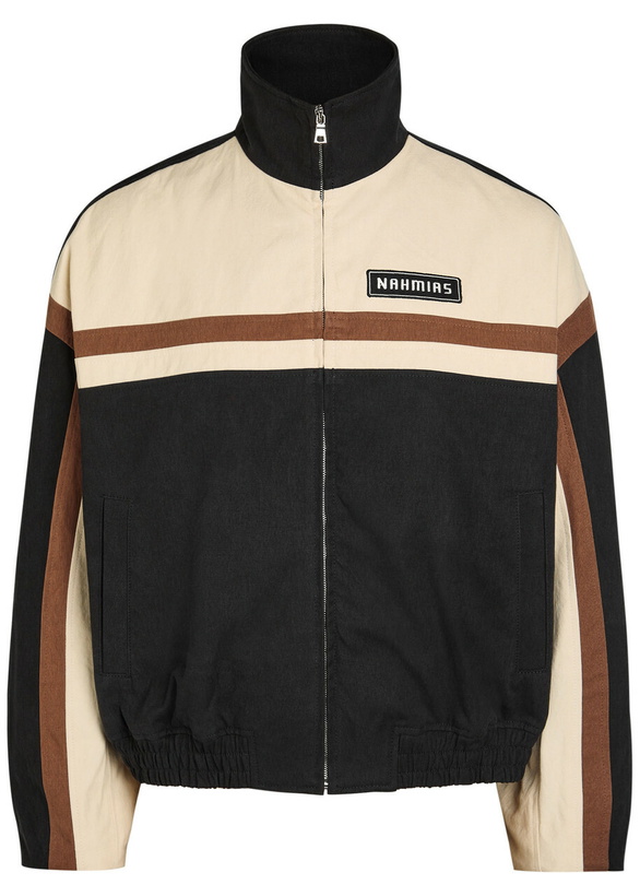 Photo: Nahmias Appliquéd Canvas Bomber Jacket Black