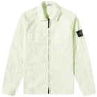 Stone Island Men's Supima Cotton Twill Stretch-TC Zip Shirt Jacket in Light Green