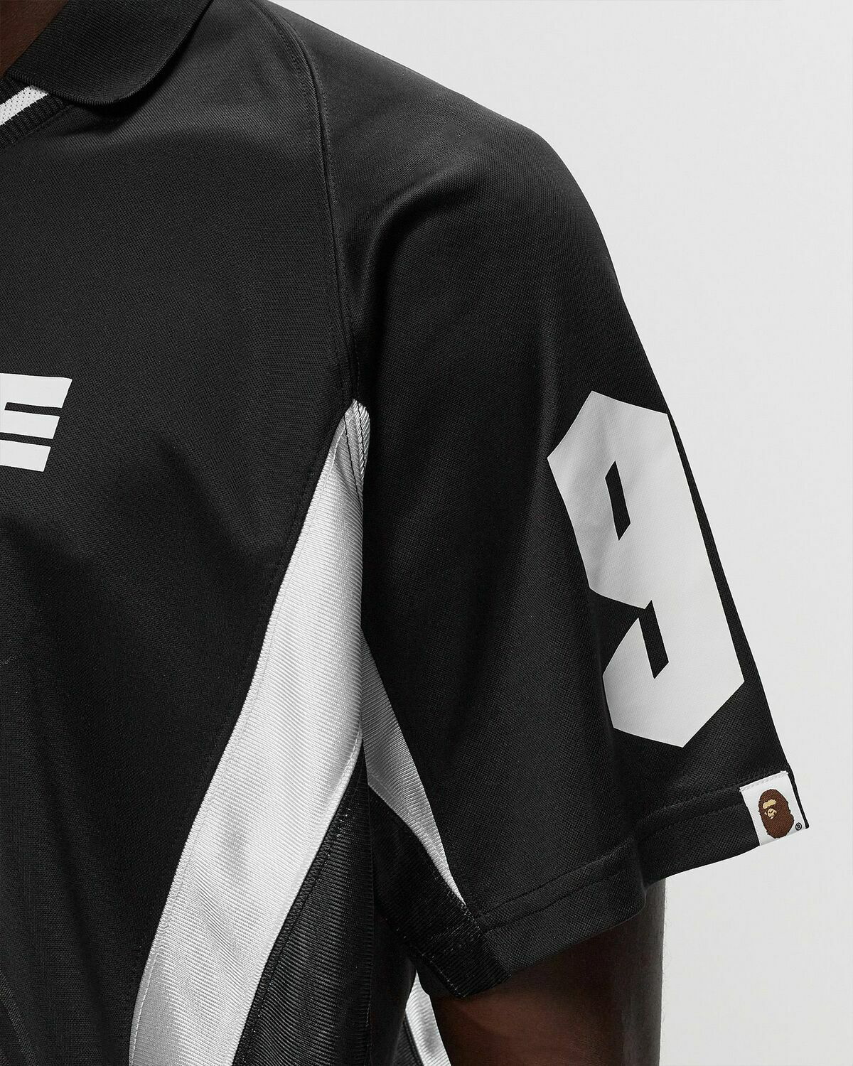 A Bathing Ape Multi Logo Relaxed Fit Soccer Jersey Black