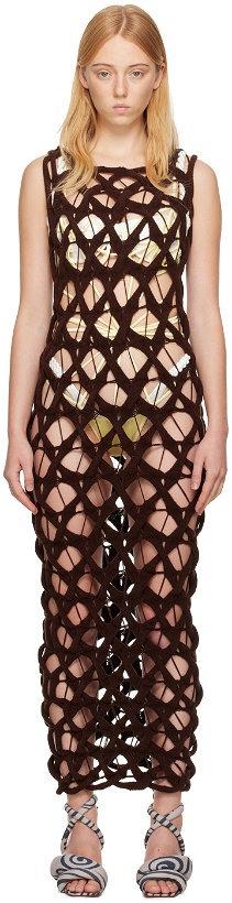 Photo: Isa Boulder SSENSE Exclusive Brown Chunky Ex-Cable Maxi Dress