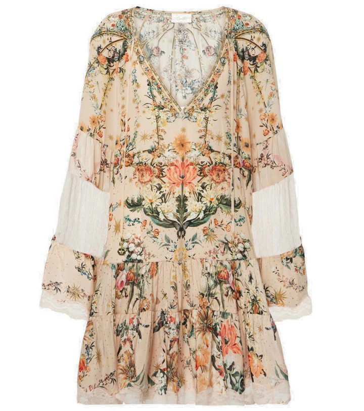 Photo: Camilla Embellished floral silk crêpe minidress