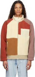 Helmut Lang Red & Off-White Patchwork Fleece Sweatshirt