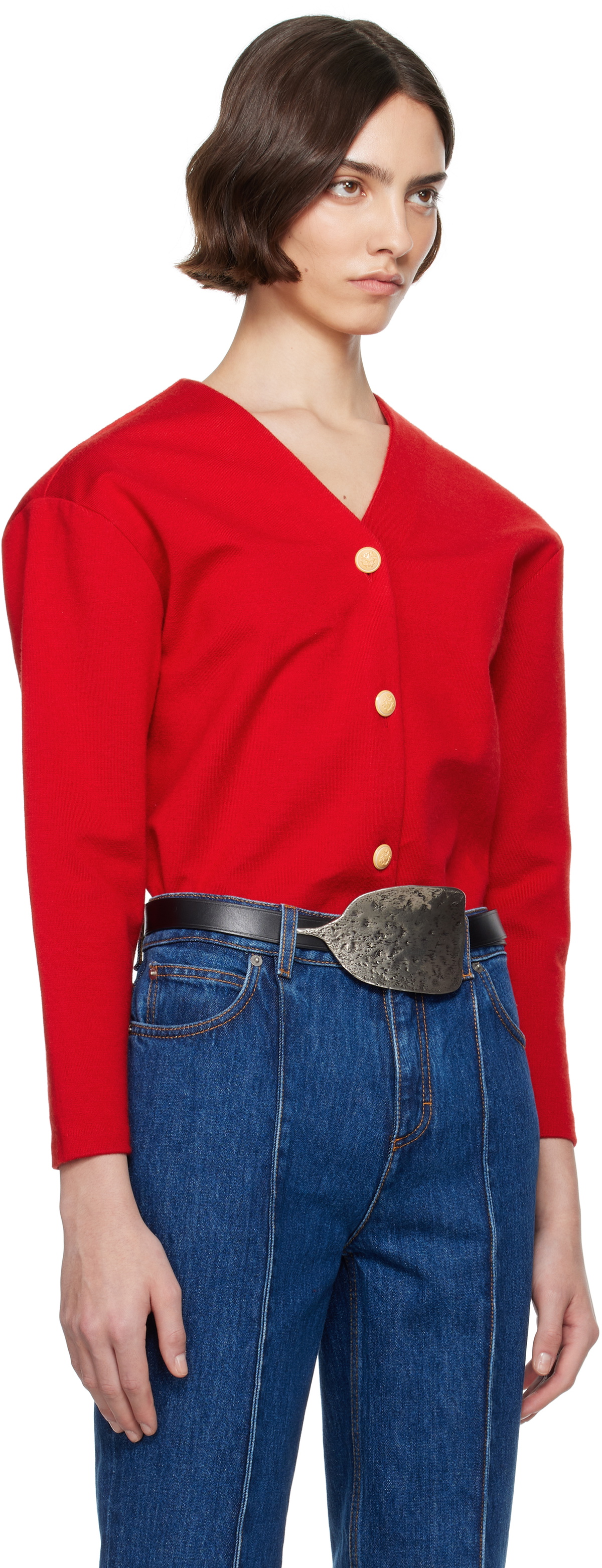 Bally Red V-Neck Cardigan