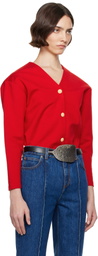 Bally Red V-Neck Cardigan