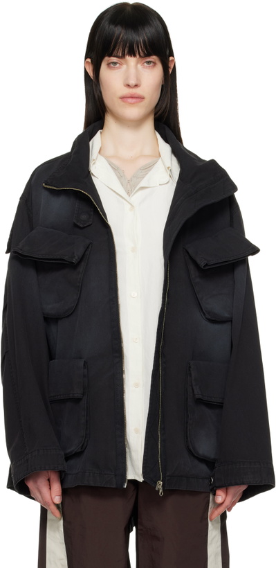 Photo: OPEN YY Black Cargo Pocket Field Jacket