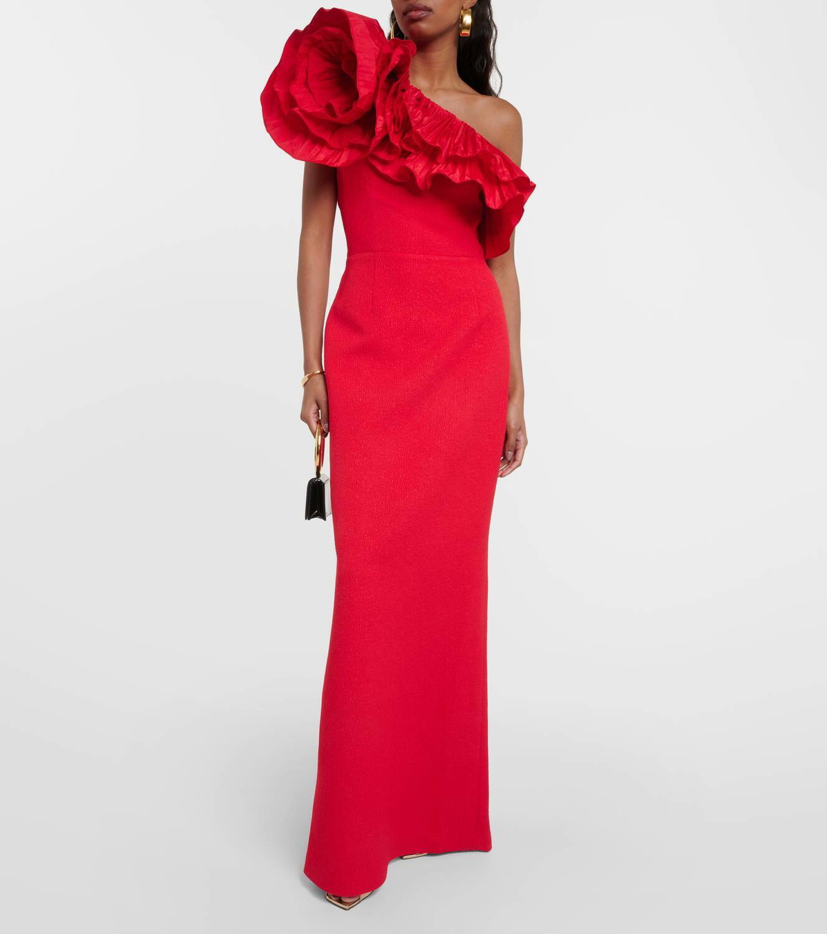 Rebecca Vallance Chiara ruffled one-shoulder crêpe gown