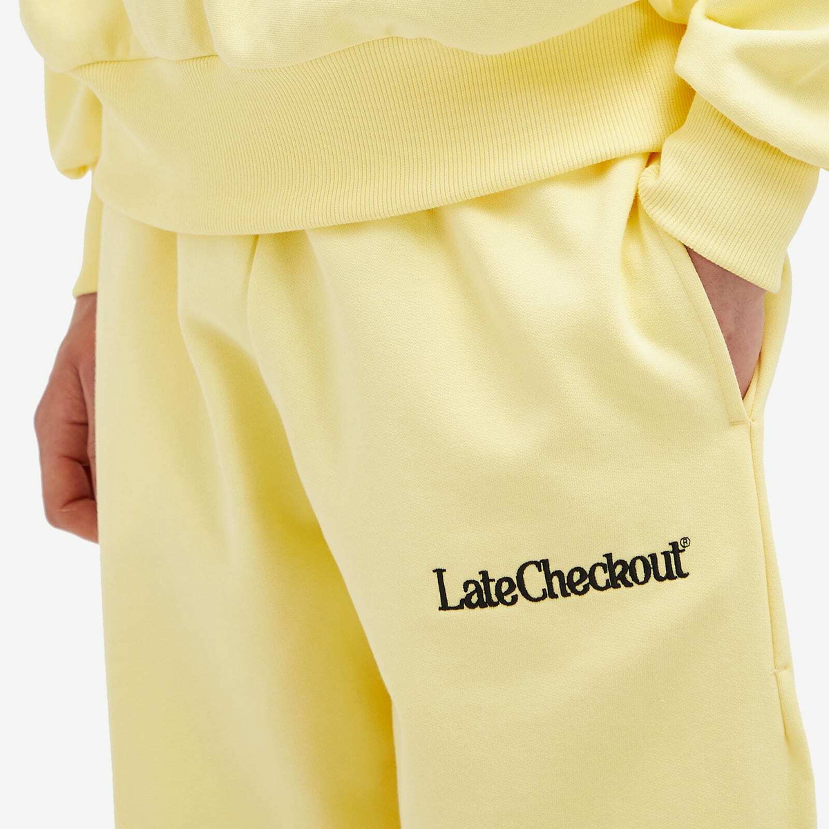 Late Checkout Men's LC Logo Sweat Pants in Yellow