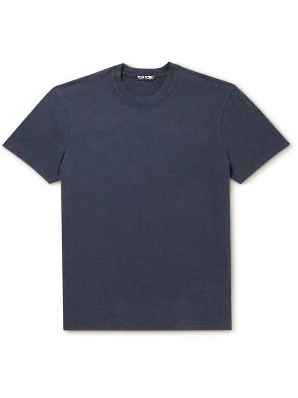 Photo: TOM FORD - Lyocell and Cotton-Blend Jersey T-Shirt - Blue