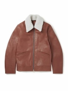 Paul Smith - Shearling-Trimmed Leather Jacket - Brown