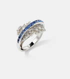 Ananya Scatter Energy 18kt white gold ring with diamonds and sapphires