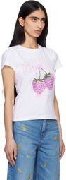 GANNI White Baby Fit Raspberries T-shirt
