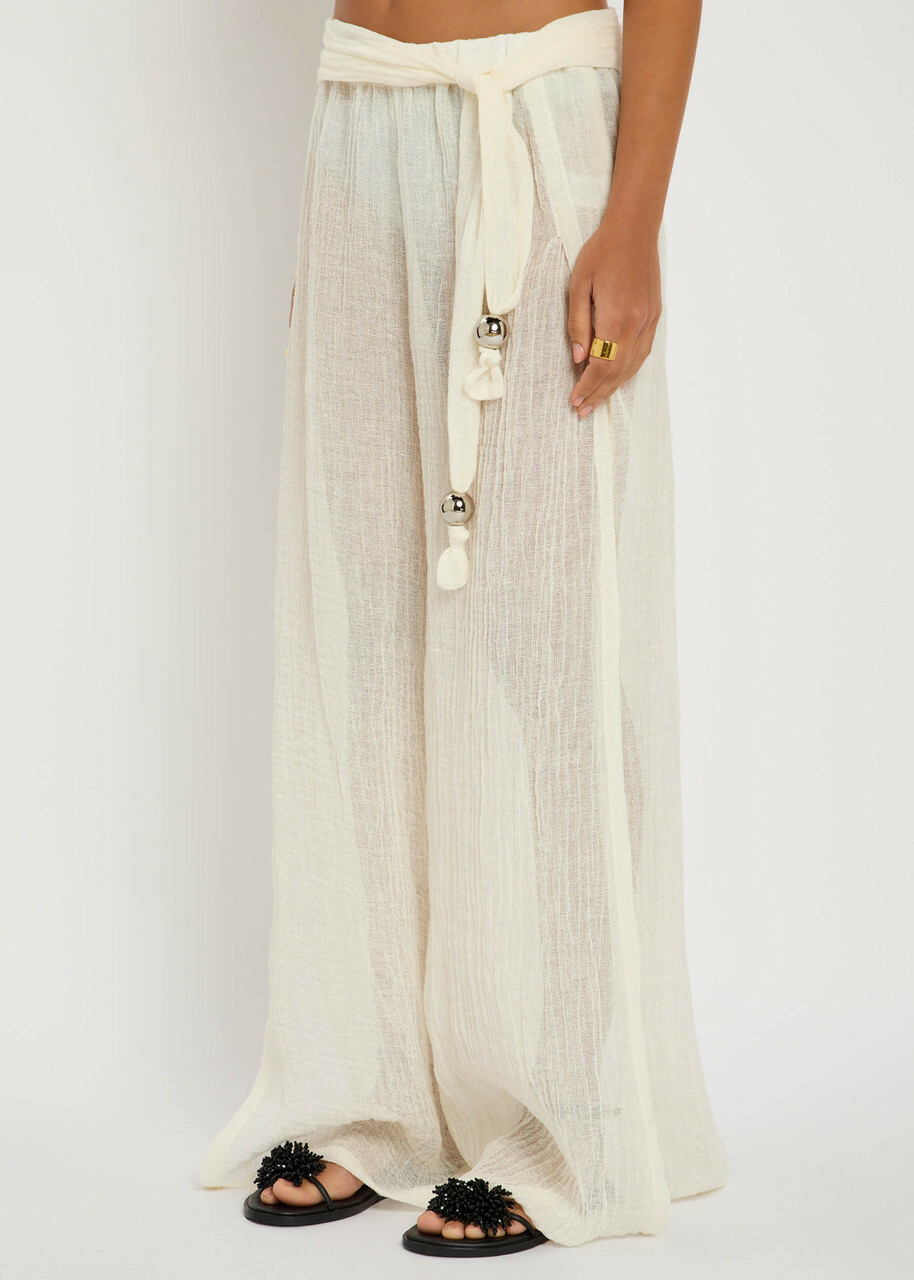 Lisa Marie Fernandez Linen-blend Wide-leg Trousers White