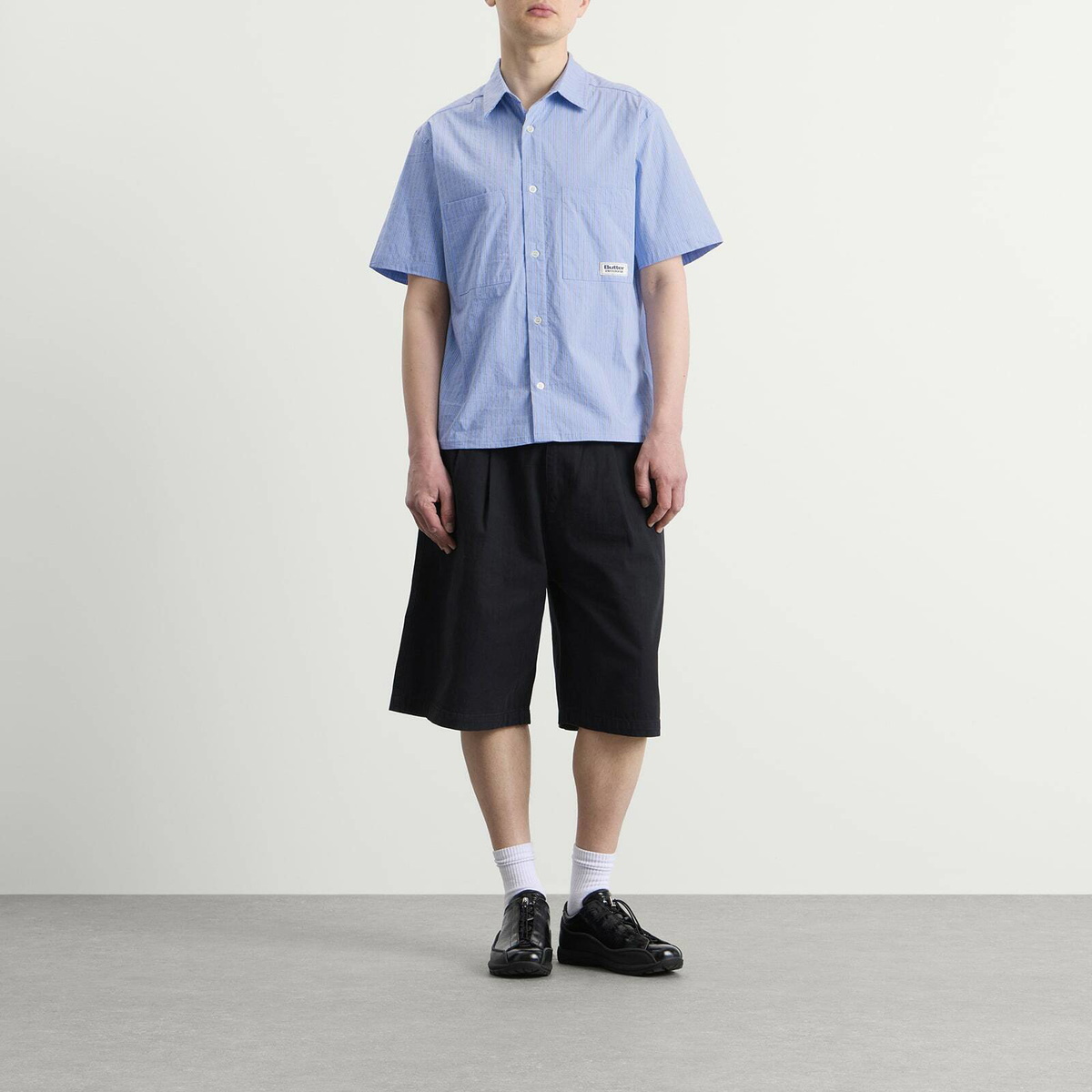 Butter Goods Men's Vertical Stripe Shirt in Sky Blue
