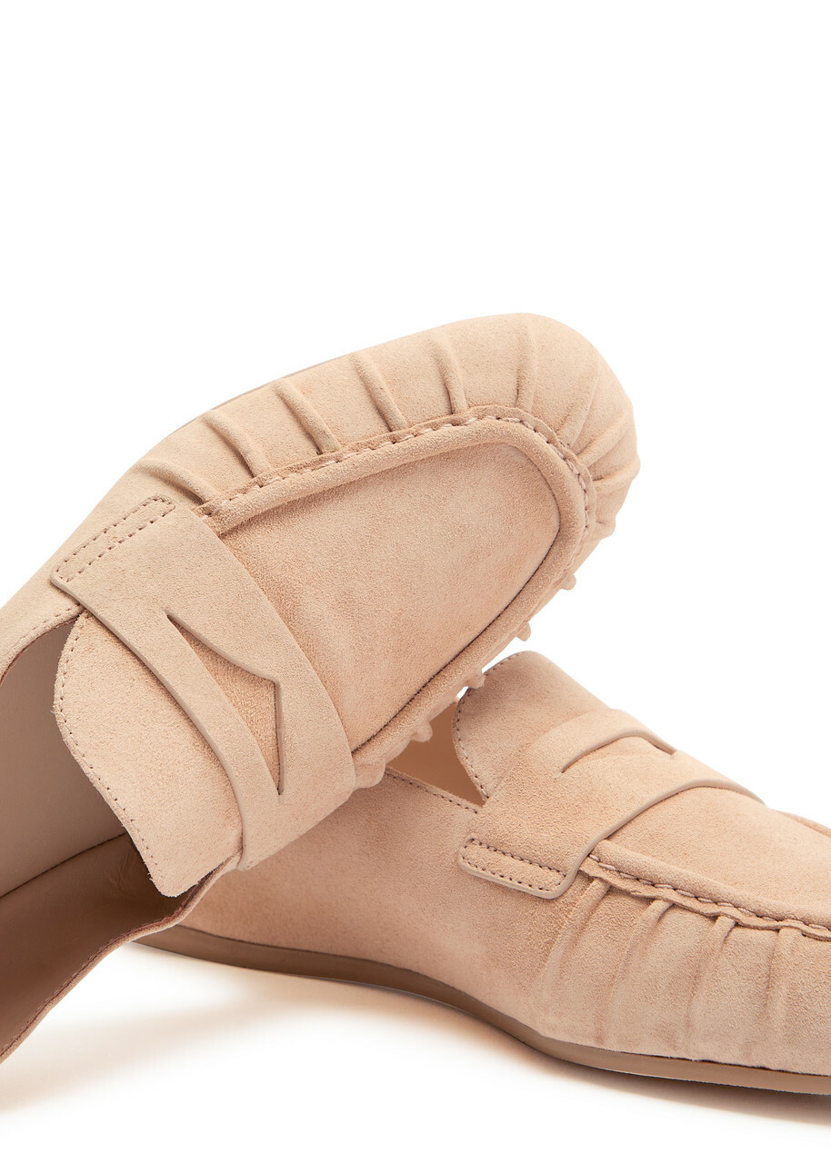 Stuart Weitzman Brooks Suede Loafers Beige