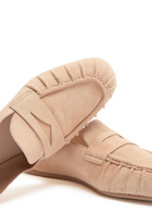 Stuart Weitzman Brooks Suede Loafers Beige