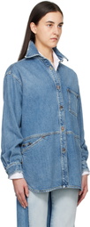 Moschino Blue Laurel Crown Emblem Denim Shirt