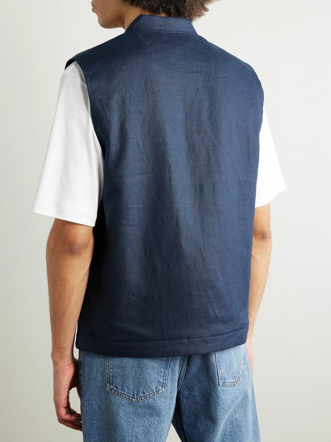 NN07 - Cafu 1454 Padded Linen Gilet - Blue
