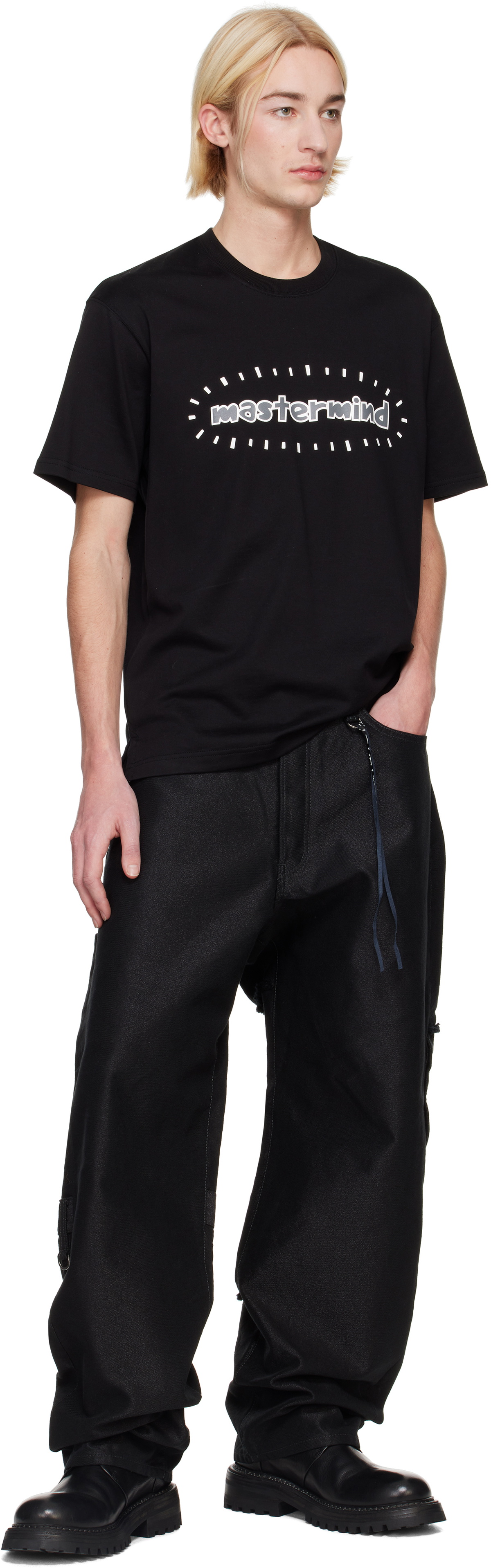 mastermind JAPAN Black Puzzle Wide Straight Fit Jeans