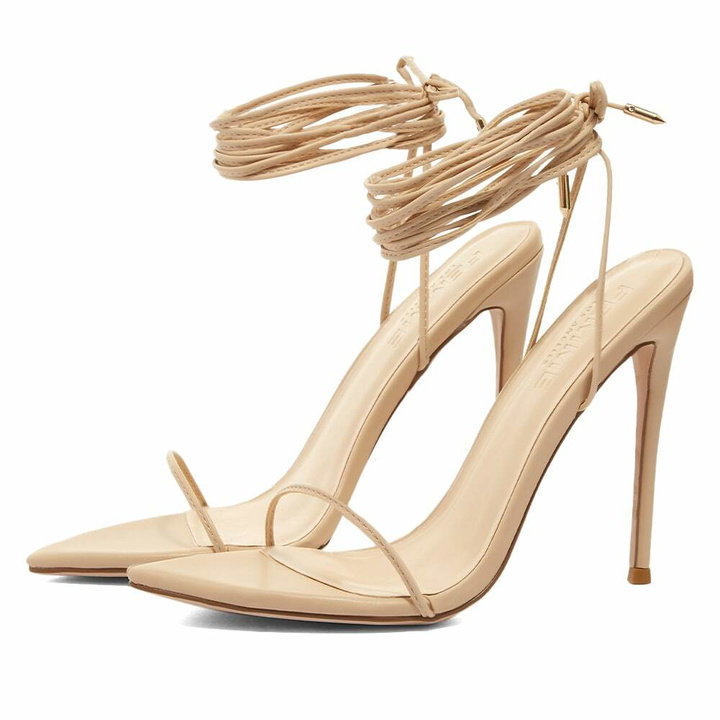 Photo: Femme LA Women's Luce Lace Up Sandal Heel in LttCrm