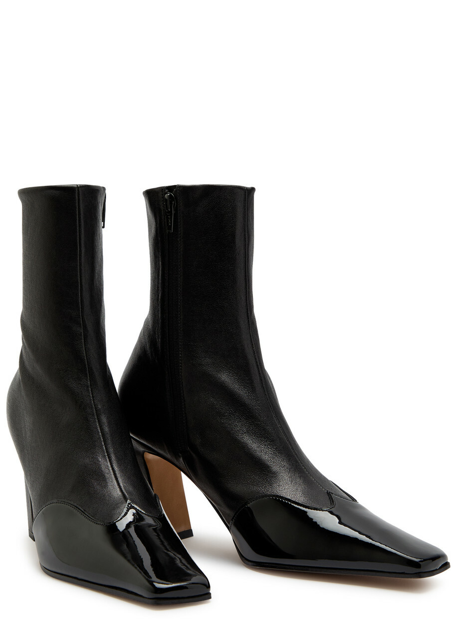 Khaite Nevada 85 Leather Ankle Boots Black